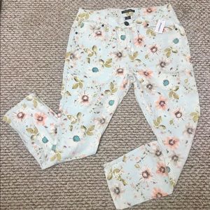 New Roz & Ali Floral Skinny Jeans SZ Missy 12